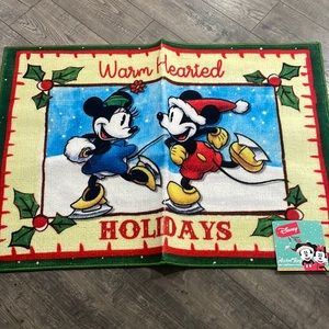 New Disney Mickey Minnie Mouse Christmas Village Non-Slip Accent Rug